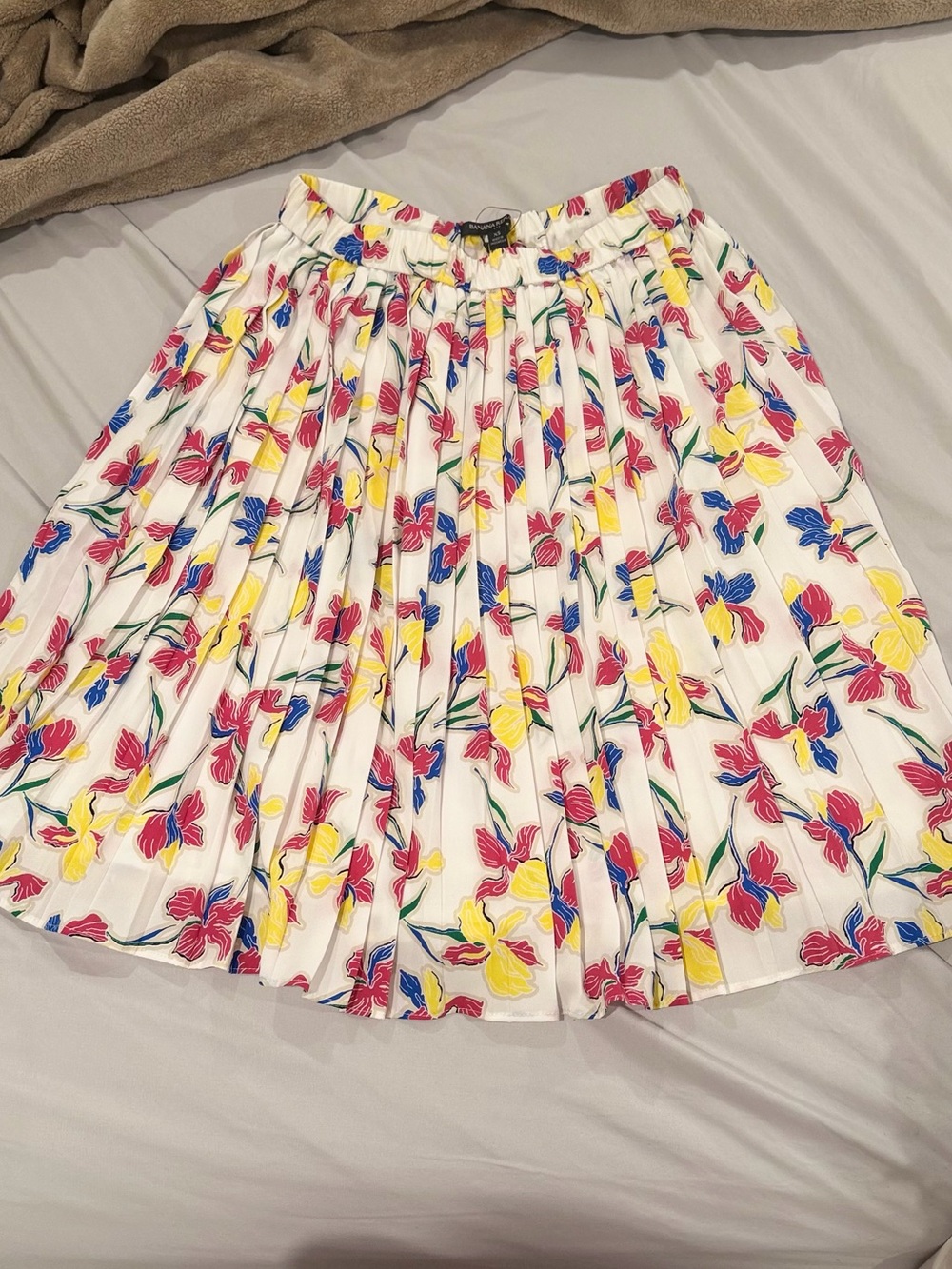 Banana Republic Floral Pleated Midi Skirt